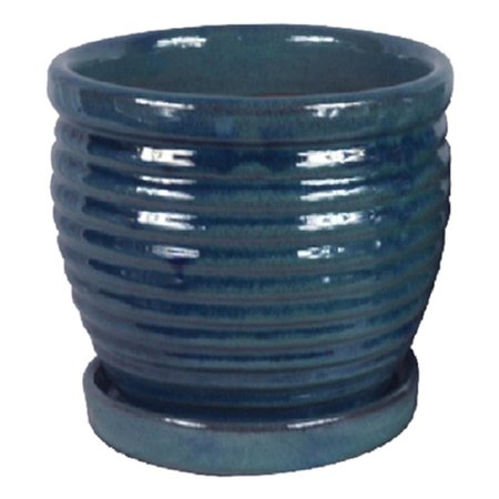 PERFECT 9 in. Aqua Blue Honey Jar Planter PG2015312